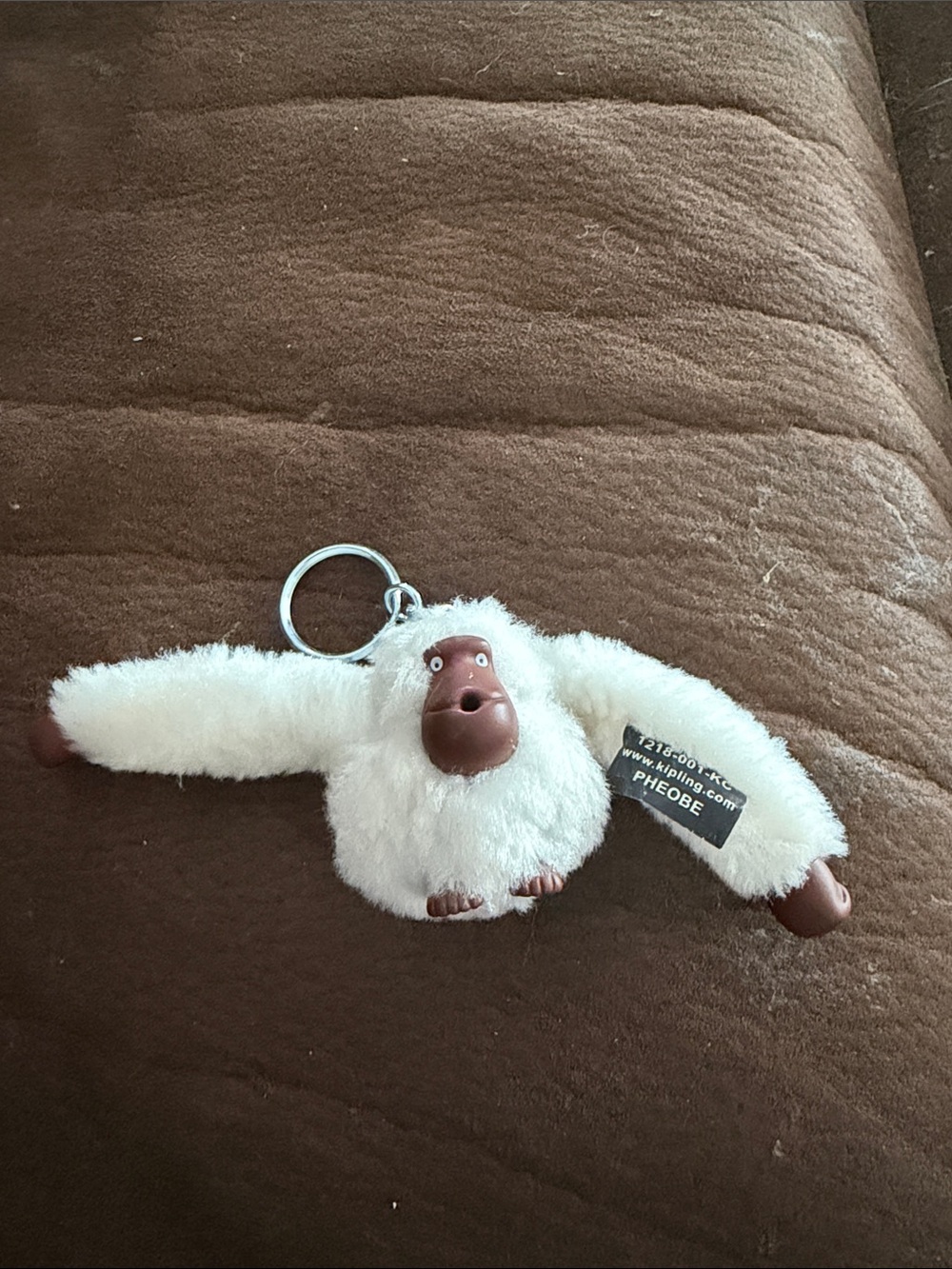 Rare Kipling phoebe white monkey keychain handbag charm